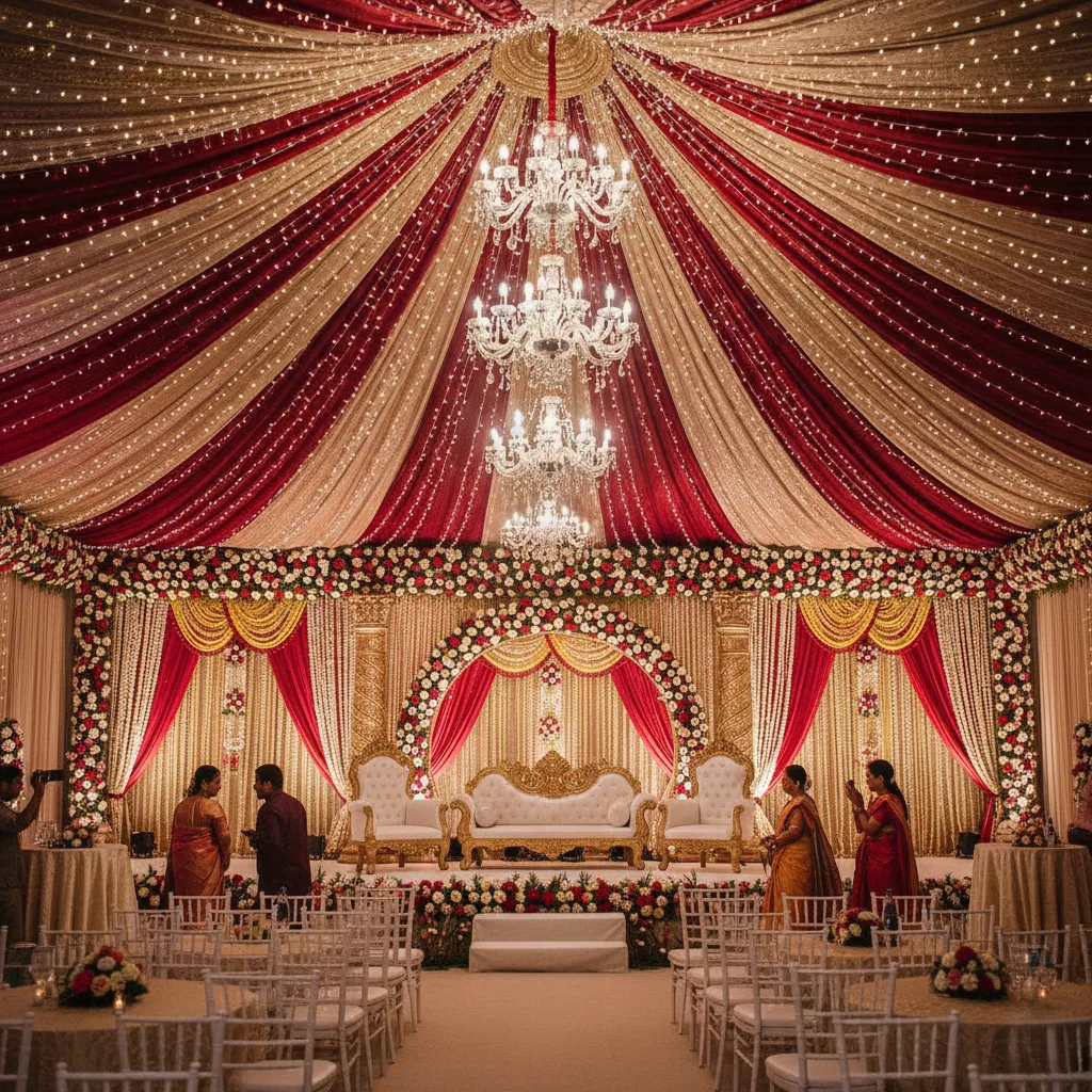 Lotus Grandeure luxury royal Indian wedding stage setup and premium event design in Vrindavan.